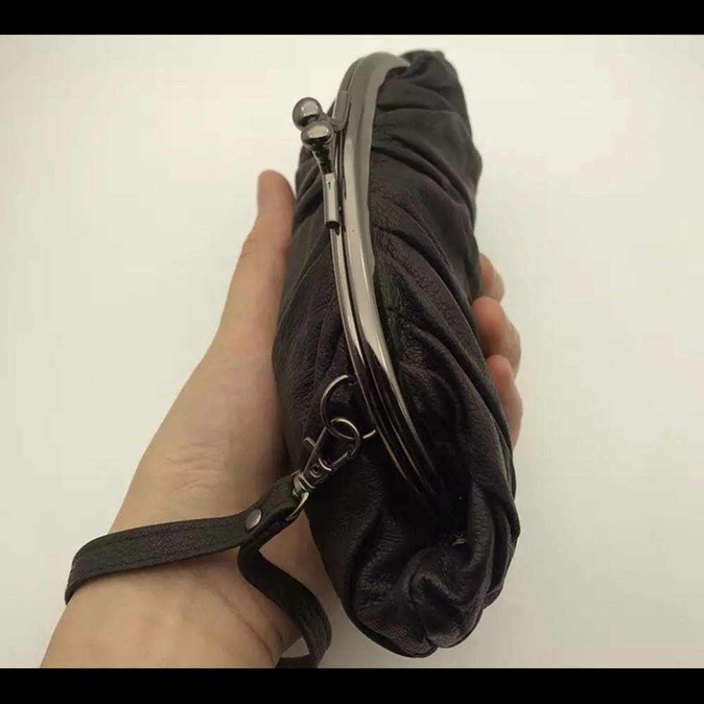 black clutch bag w/metal hasp